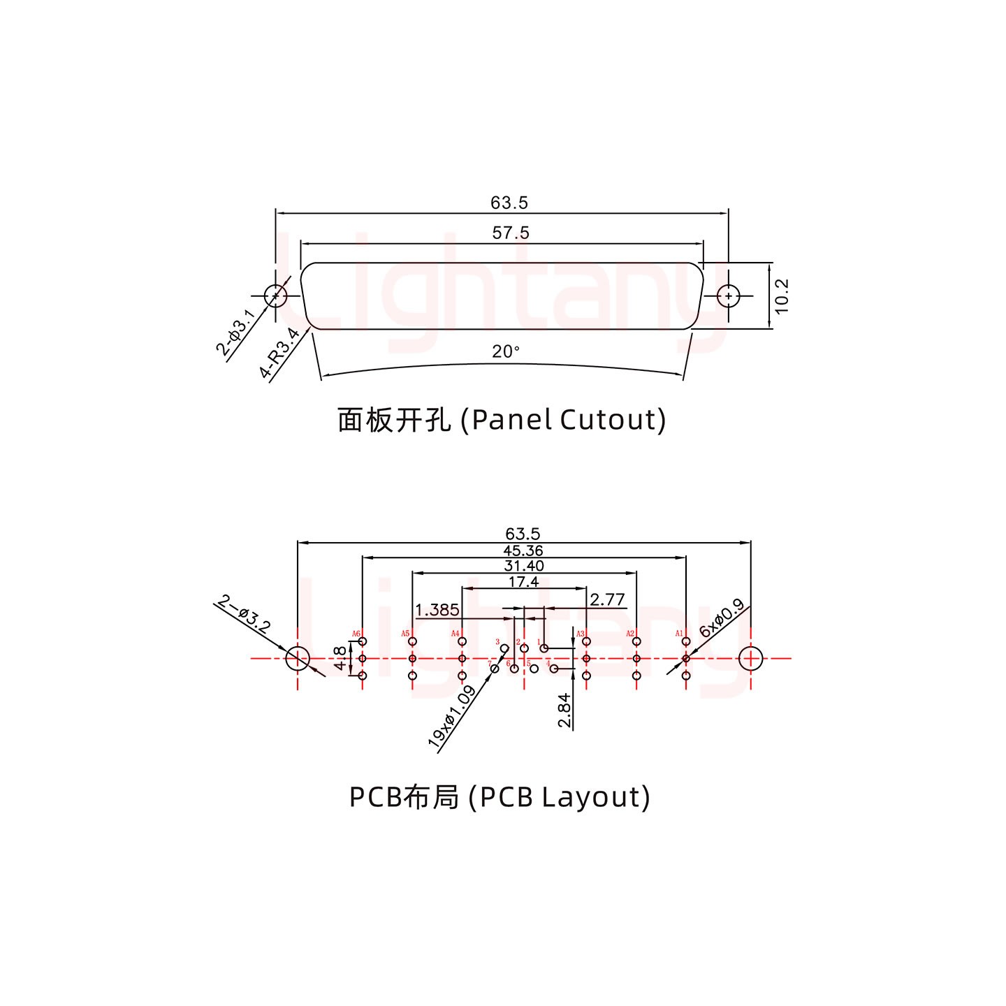 13W6A母PCB直插板/鉚魚(yú)叉7.0/射頻同軸50歐姆