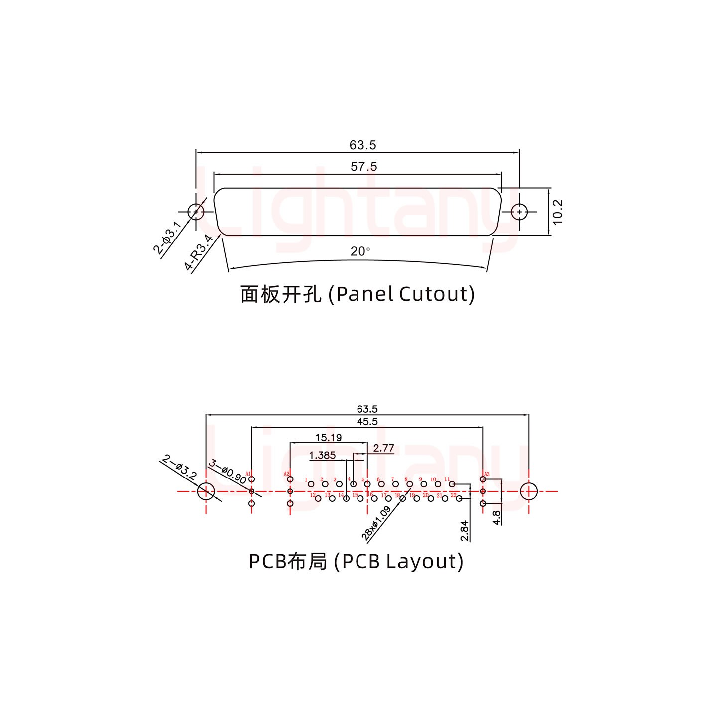 25W3公PCB直插板/鉚魚(yú)叉7.0/射頻同軸50歐姆