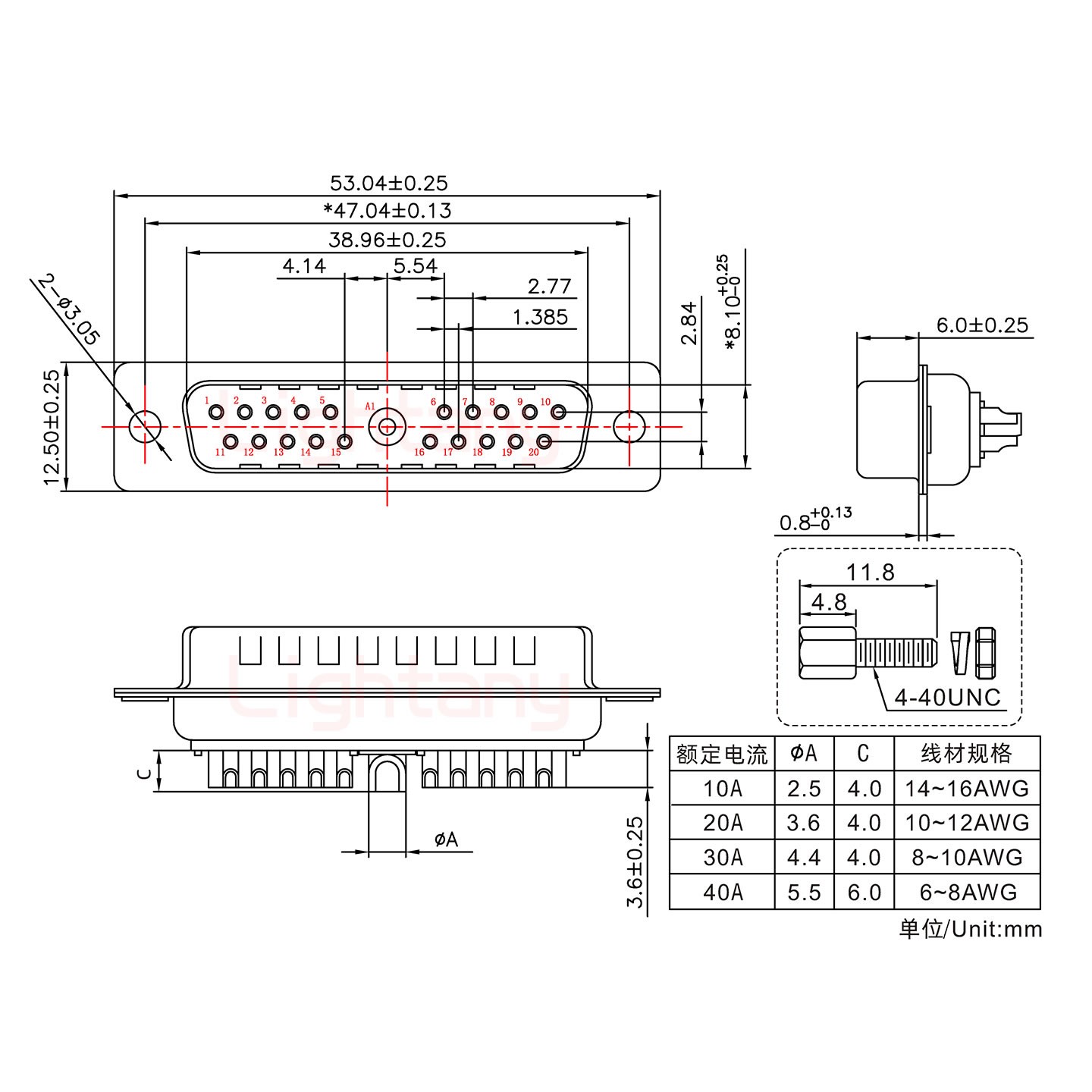 21W1公短體焊線(xiàn)/配螺絲螺母/大電流10A