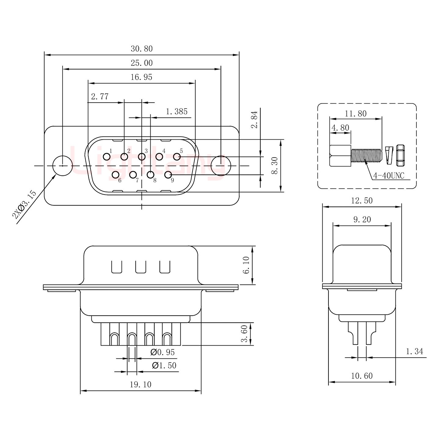 DB9 公 焊線式 配螺絲螺母 車(chē)針