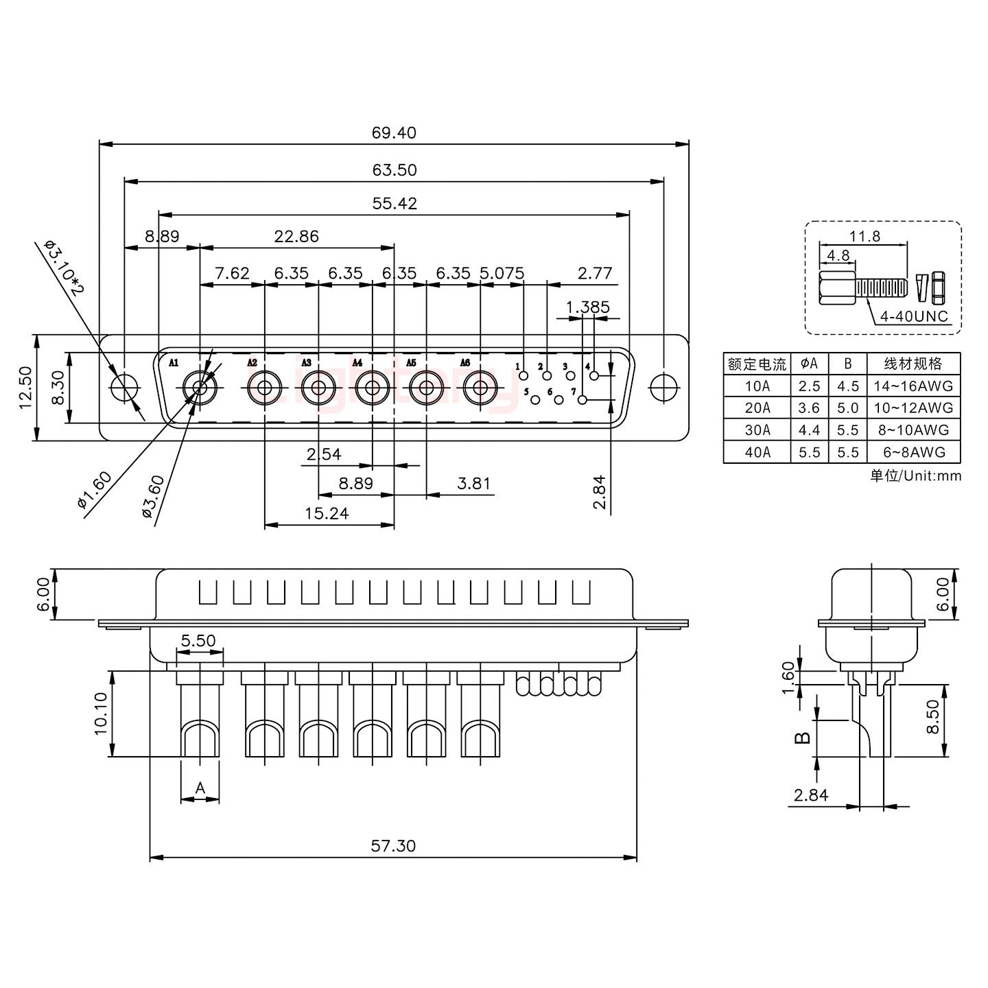 13W6B公長(zhǎng)體焊線(xiàn)/配螺絲螺母/大電流40A