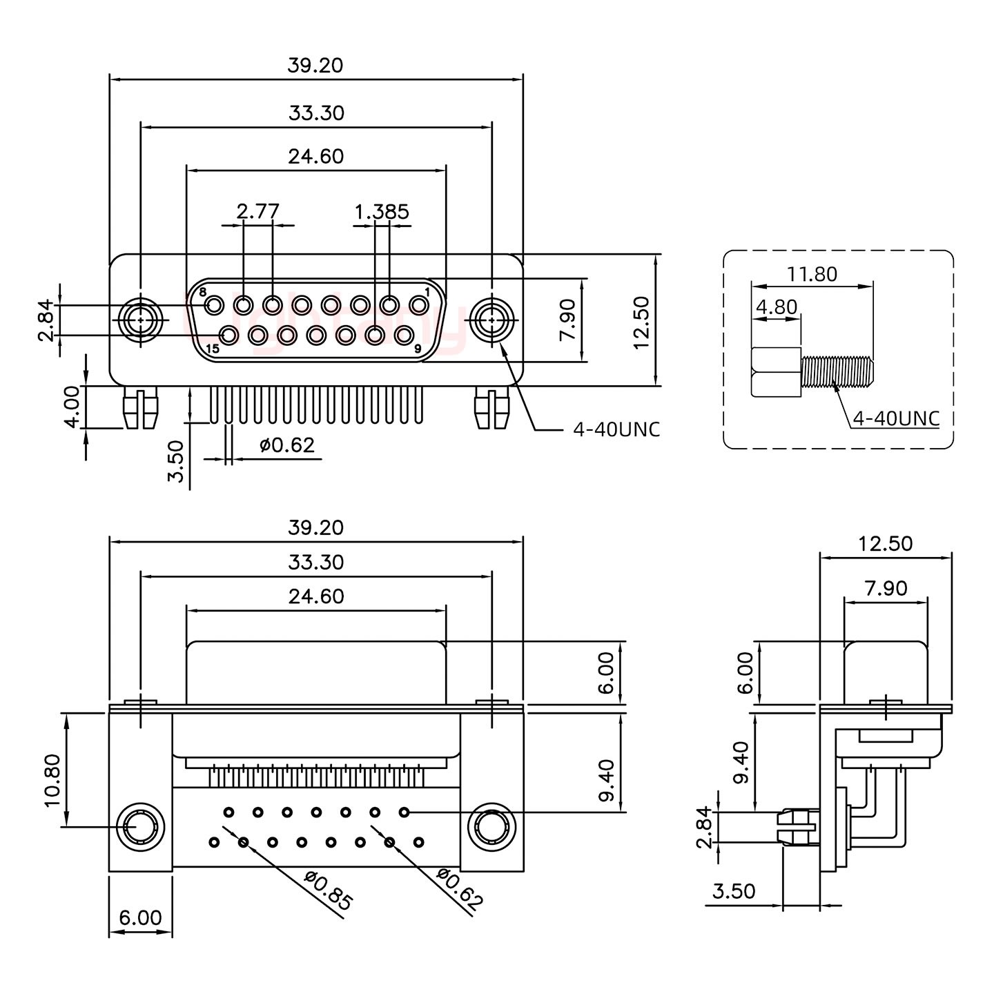 DR15 母 彎插板9.4 金屬支架10.8 鎖螺絲 車(chē)針