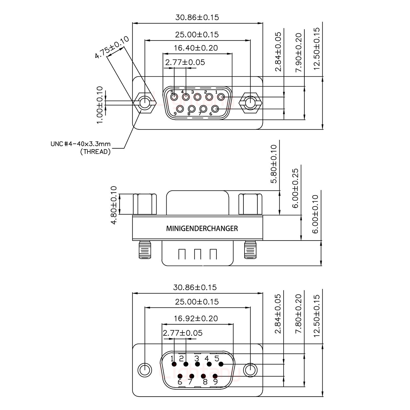 DB9母對公 轉(zhuǎn)接頭沖針