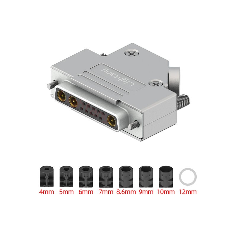 13W3母焊線式75歐姆+25P金屬外殼592斜出線4~12mm