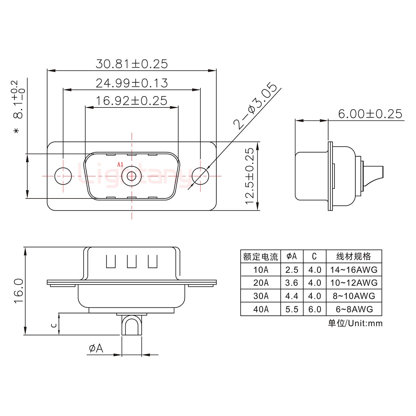 1W1公短體焊線40A+9P金屬外殼1392斜出線4~12mm