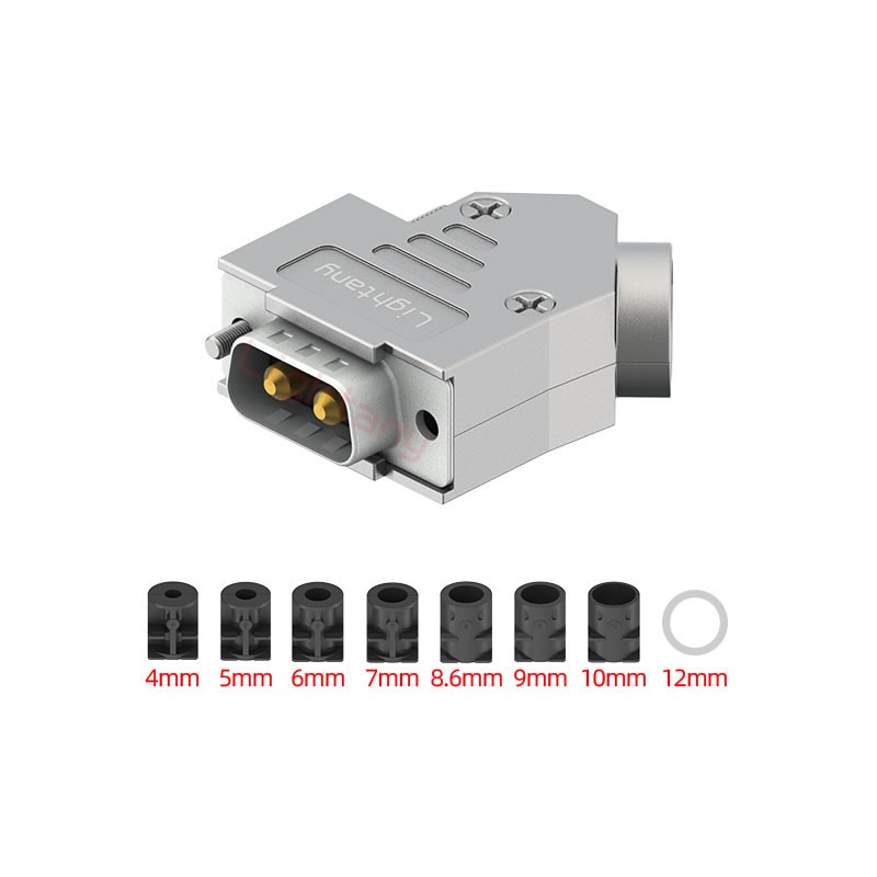 2W2公短體焊線30A+9P金屬外殼1392斜出線4~12mm