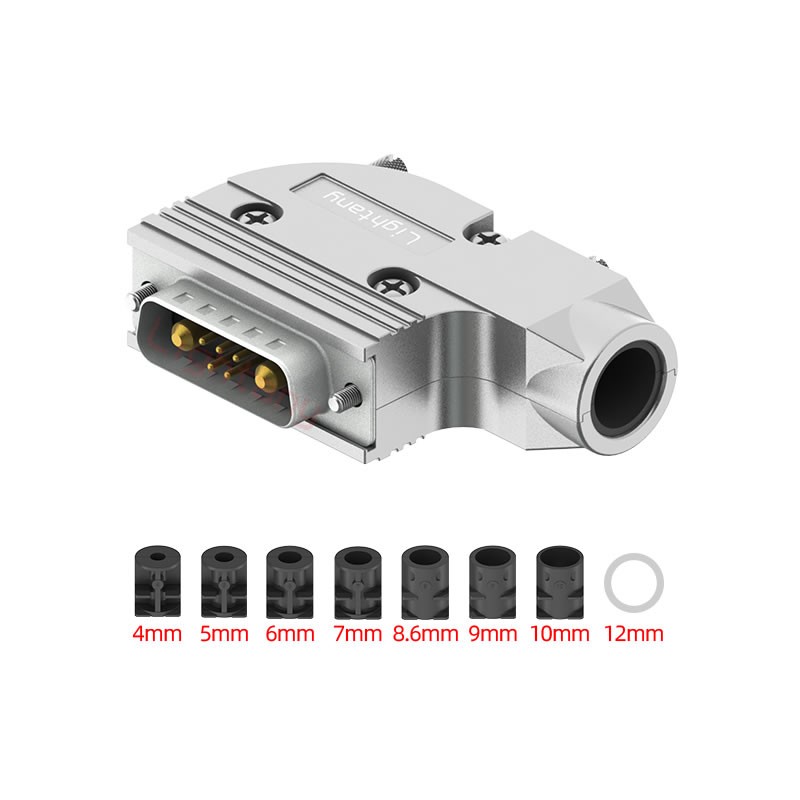 7W2公短體焊線40A+15P金屬外殼1443彎出線4~12mm