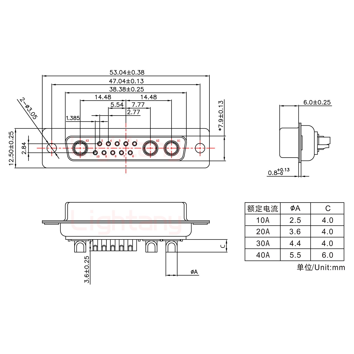 13W3母短體焊線40A+25P金屬外殼1657直出線4~12mm