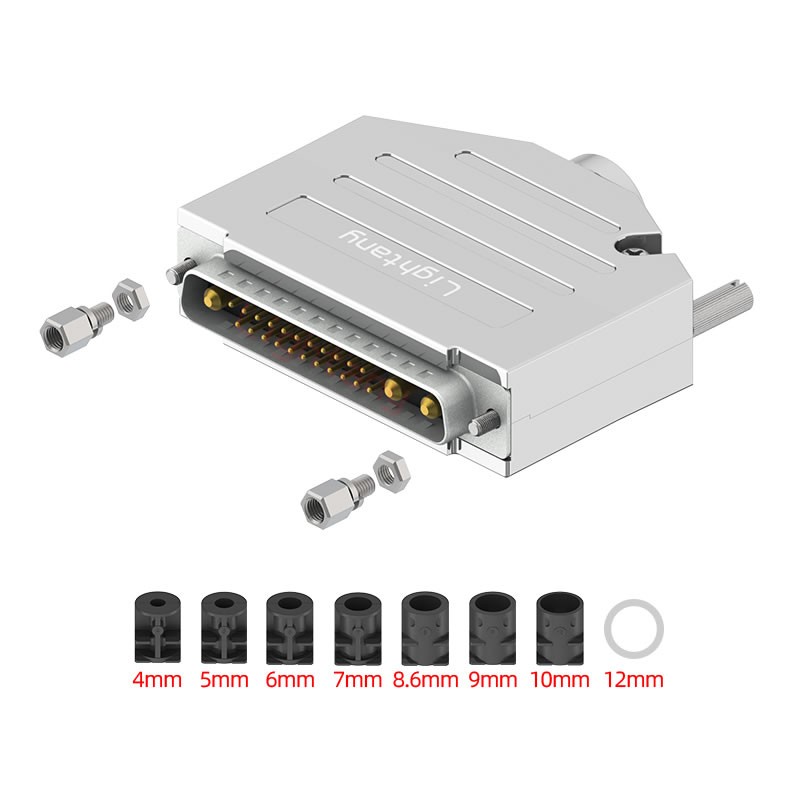 25W3公短體焊線30A+37P金屬外殼2185直出線4~12mm