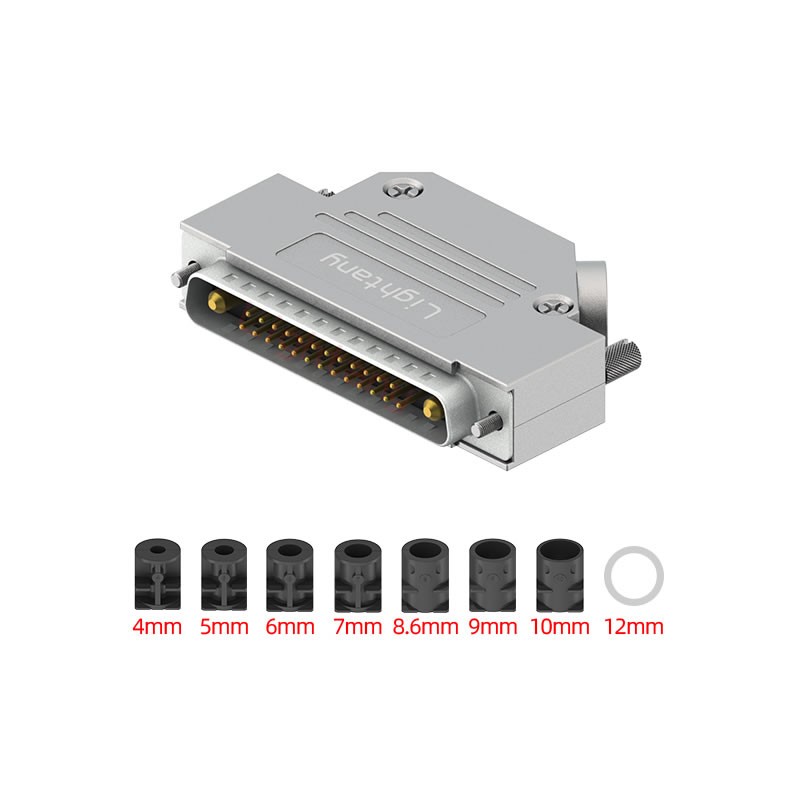 27W2公短體焊線40A+37P金屬外殼967斜出線4~12mm