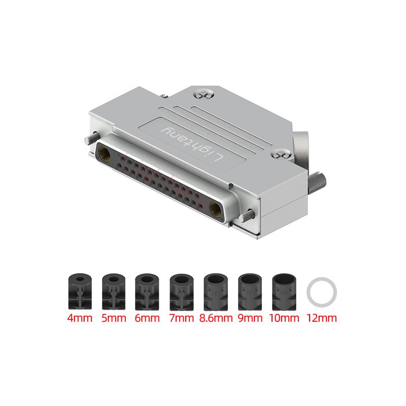 27W2母短體焊線40A+37P金屬外殼967斜出線4~12mm