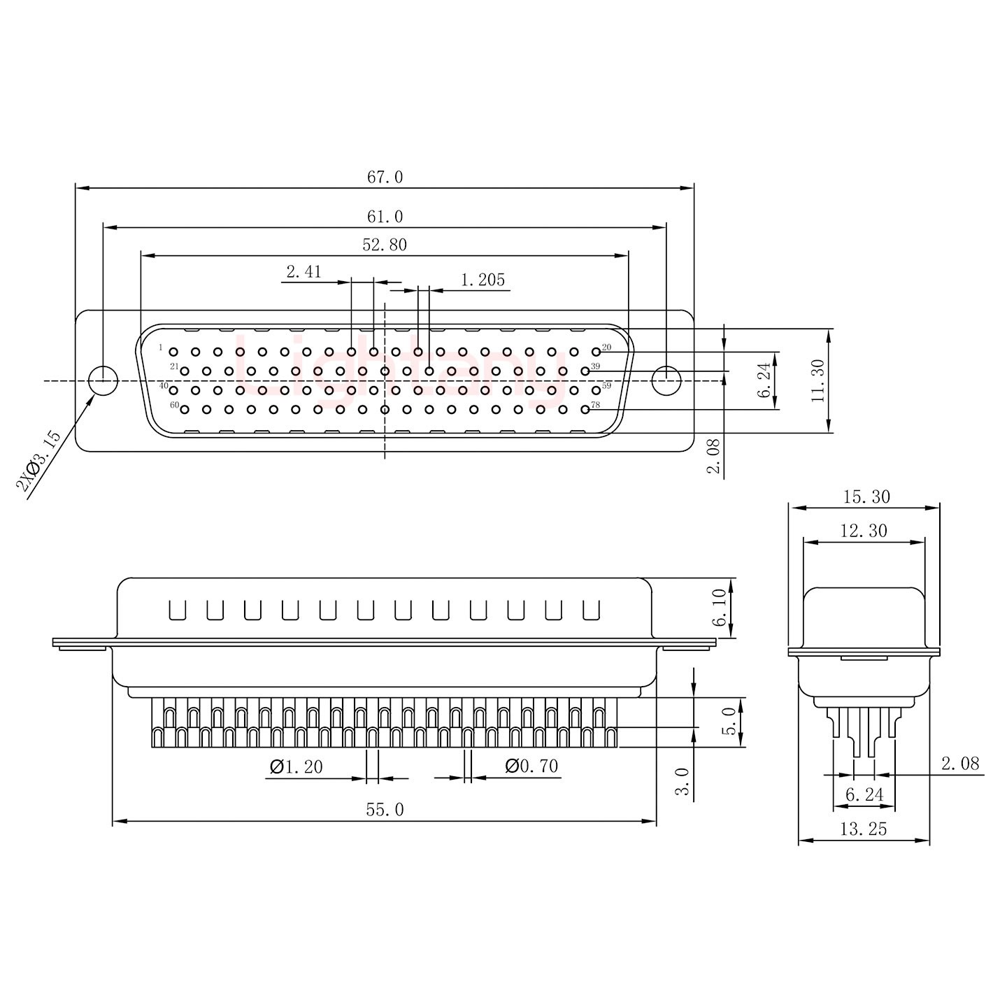 HDB78公頭焊線(xiàn)+防水直式接頭 線(xiàn)徑5~11mm
