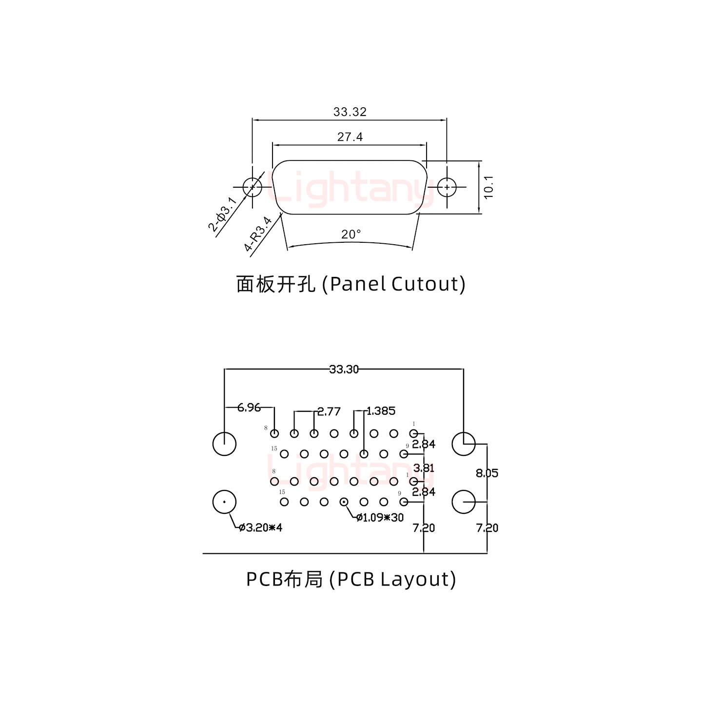 DR15 母對母 間距15.88車針雙胞胎 D-SUB連接器