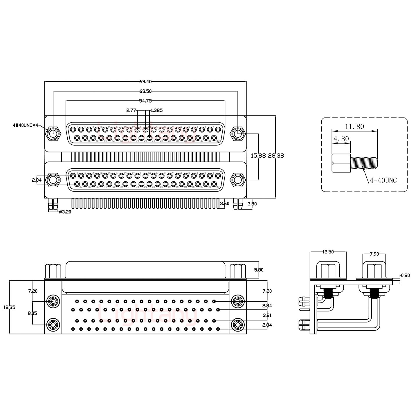DR37 母對(duì)母 間距15.88車(chē)針雙胞胎 D-SUB連接器