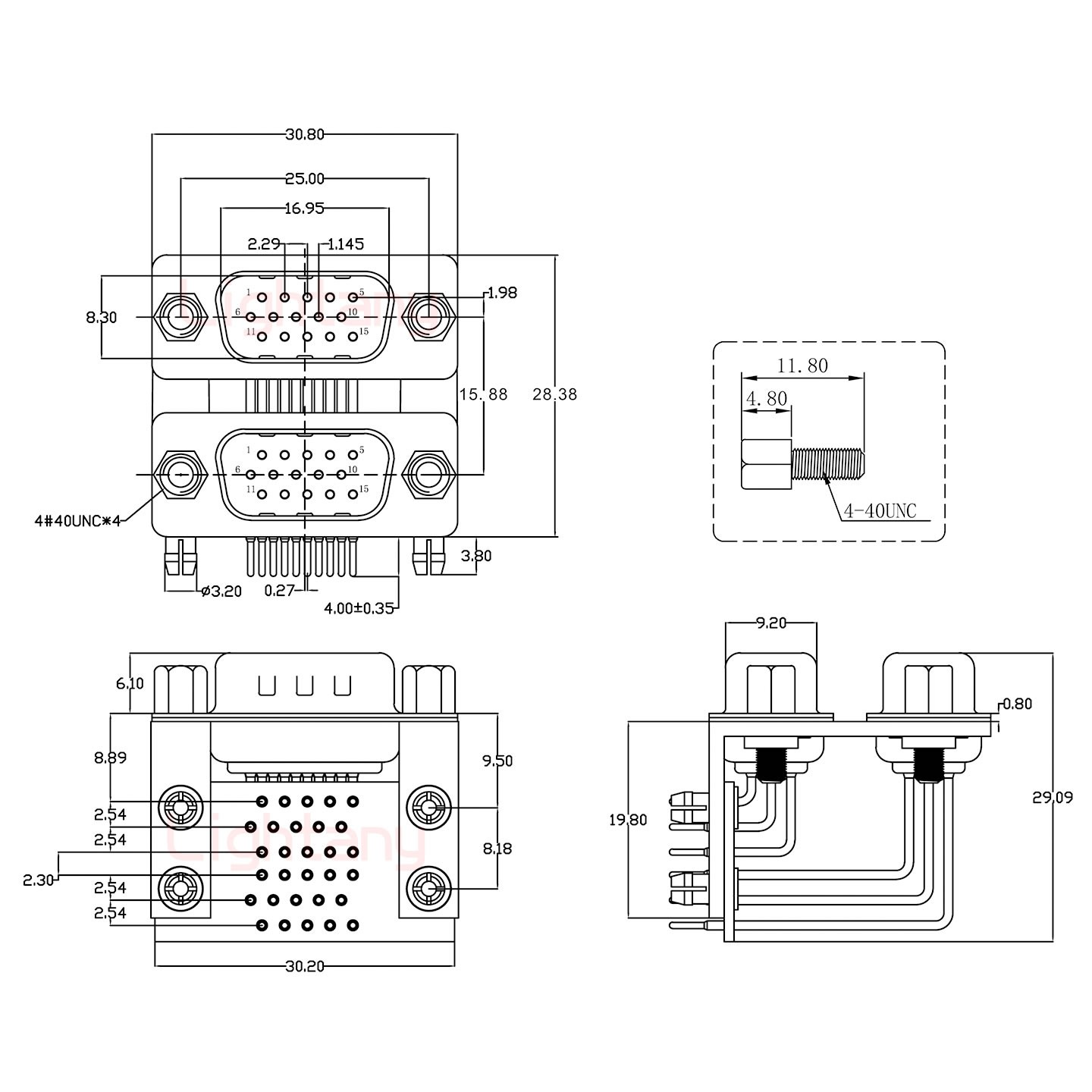 HDR15 公對(duì)公 間距15.88車(chē)針雙胞胎 D-SUB連接器