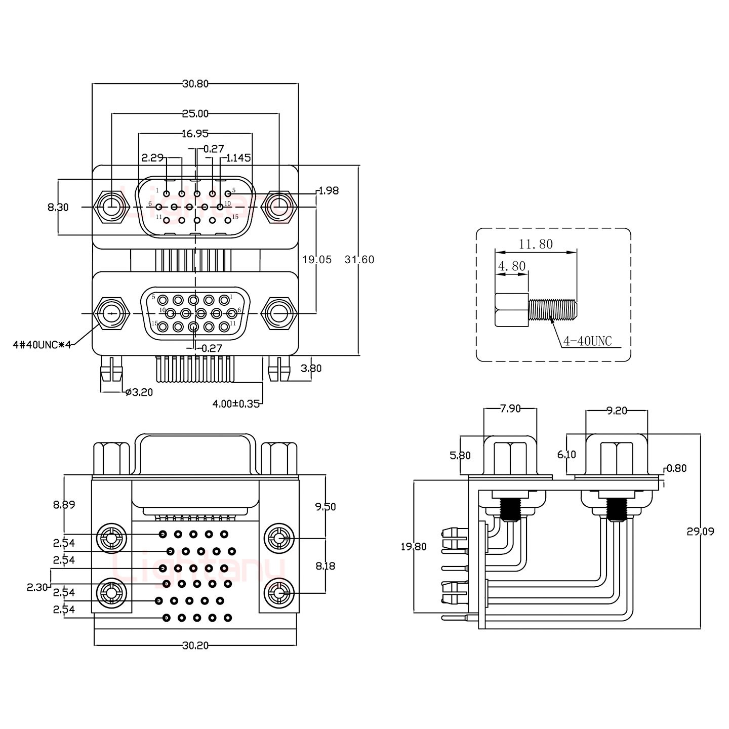 HDR15 上公下母 間距19.05車針雙胞胎 D-SUB連接器