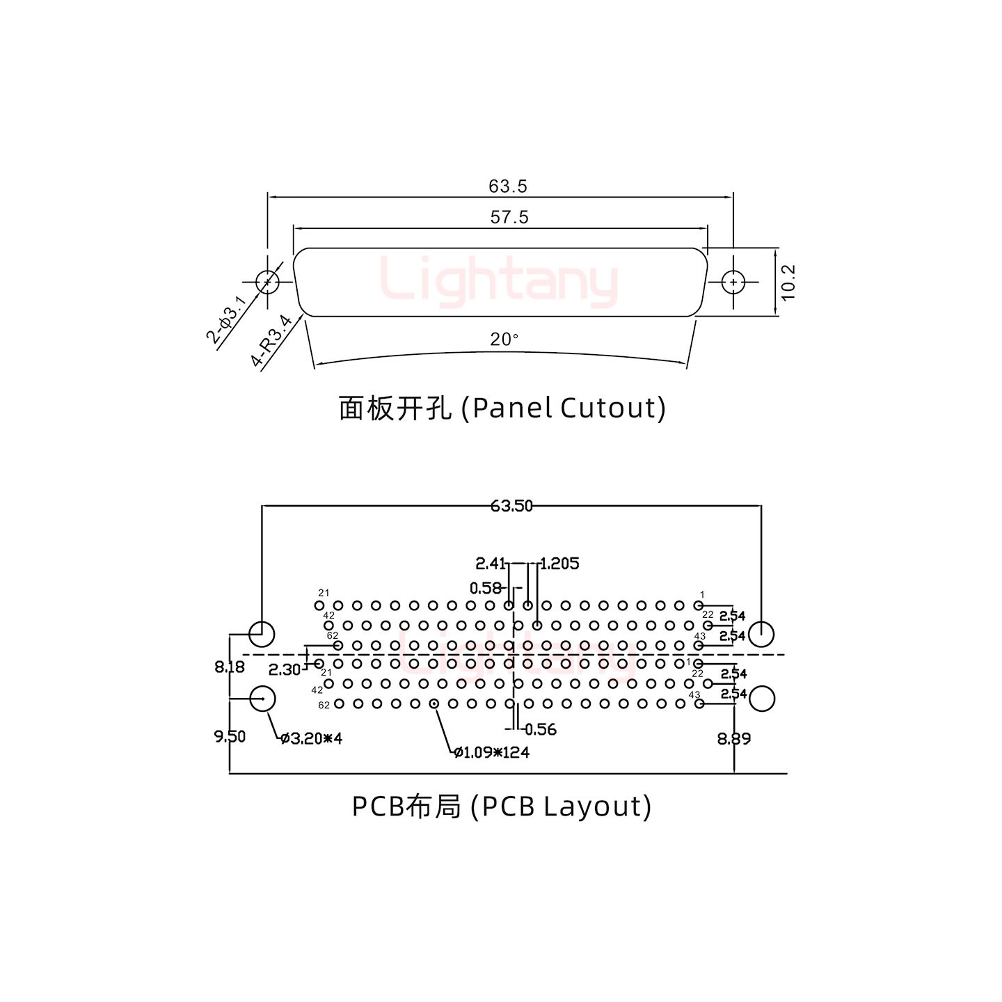 HDR62 母對(duì)母間距19.05車針雙胞胎 D-SUB連接器