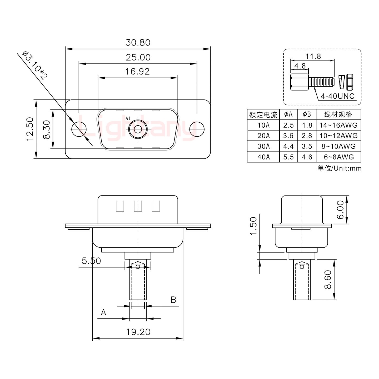1W1公壓線式/配螺絲螺母/大電流30A