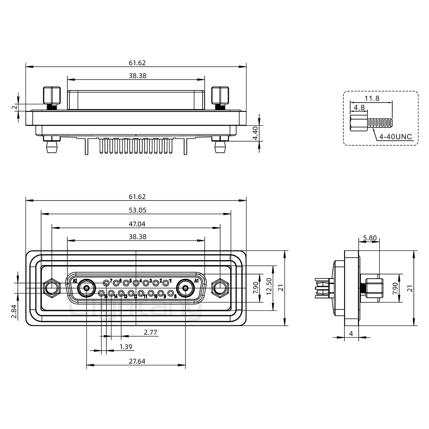 防水17W2母直插板/鉚魚(yú)叉/鎖螺絲/射頻同軸50歐姆