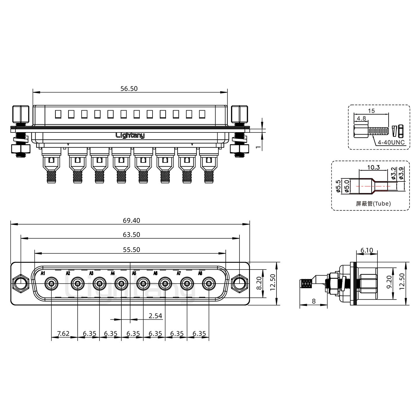 8W8公焊線(xiàn)式/鎖螺絲螺母+防水墊片/射頻同軸50歐姆