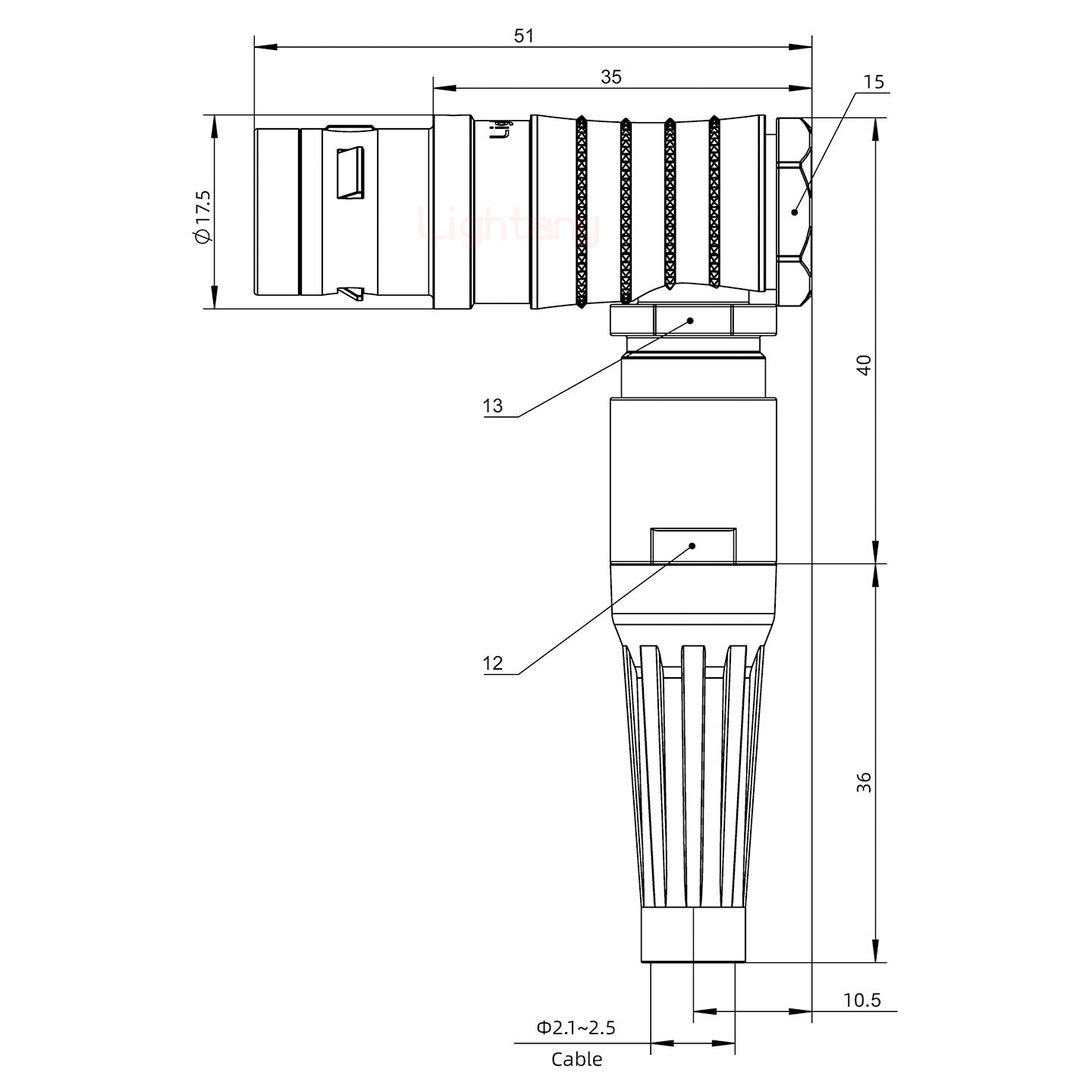 FHG.2K.014.CLAC25Z推拉自鎖帶護(hù)套彎式插頭