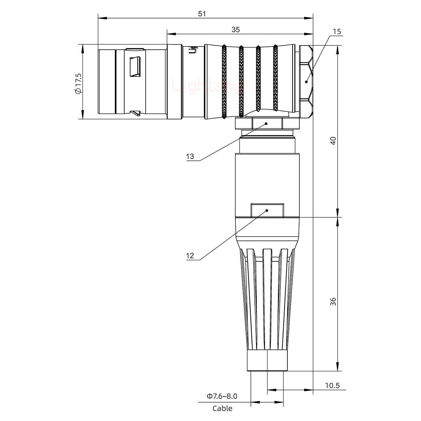FHG.2K.019.CLAC80Z推拉自鎖帶護套彎式插頭