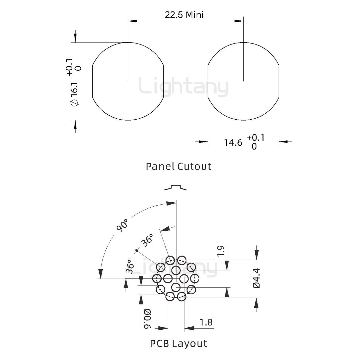EEG.1K.014.CLN推拉自鎖前螺母插座 PCB直插板	