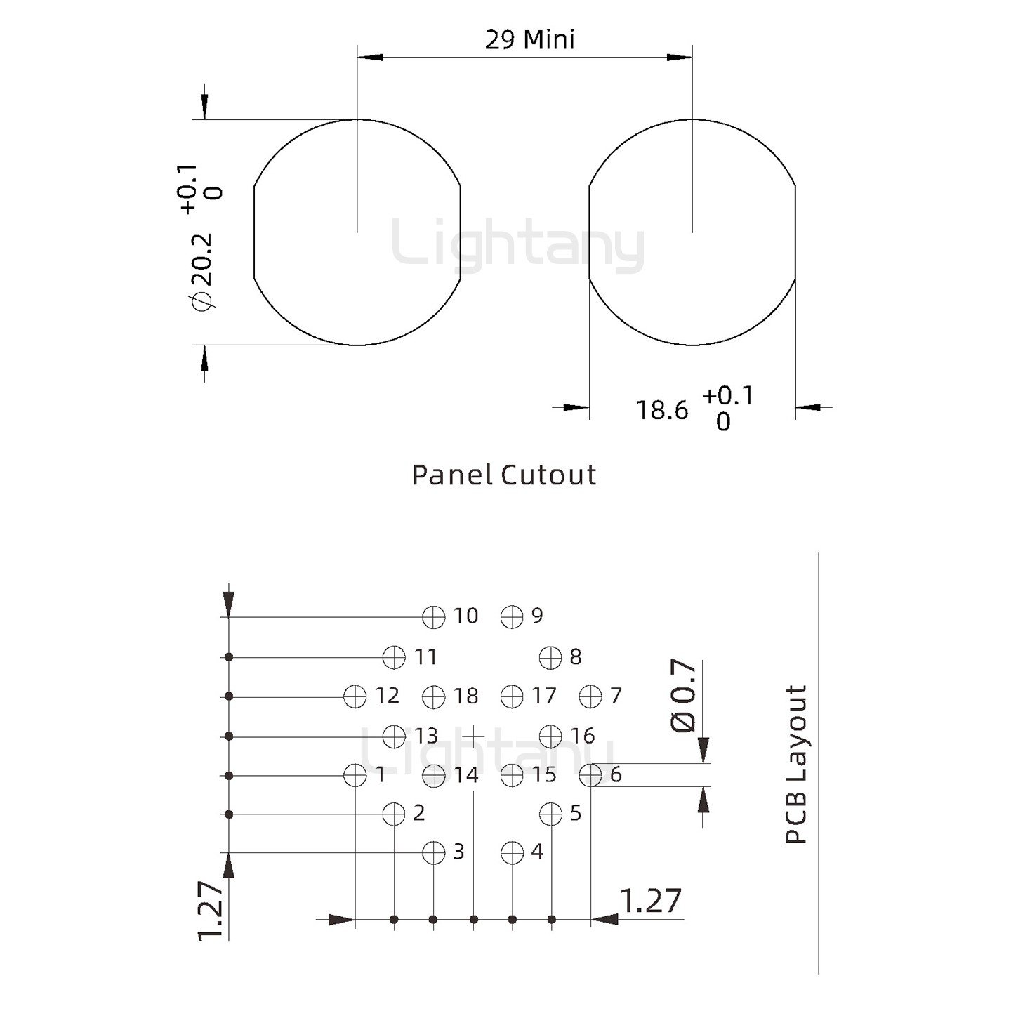 EEG.2K.018.CLV推拉自鎖前螺母插座 PCB彎插板