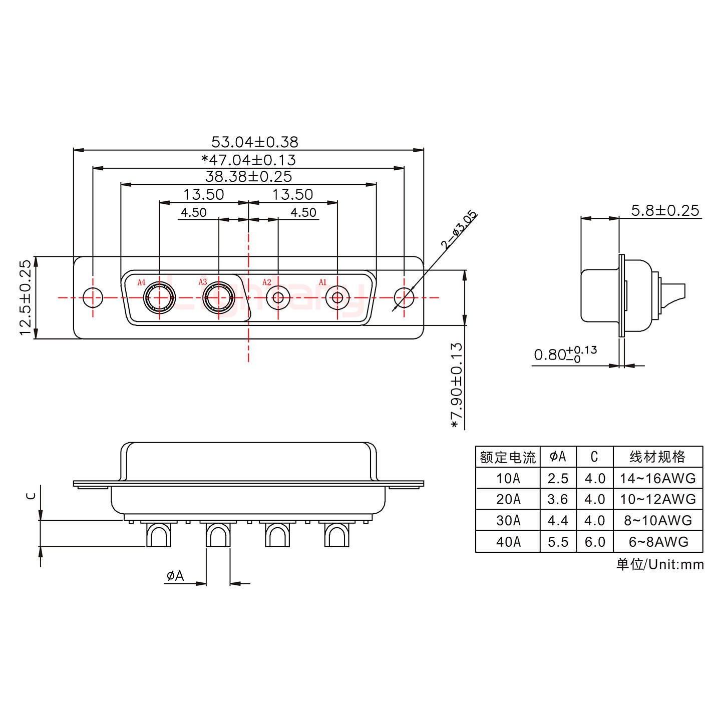 4V4母短體焊線10A+25P金屬外殼1657直出線4~12mm