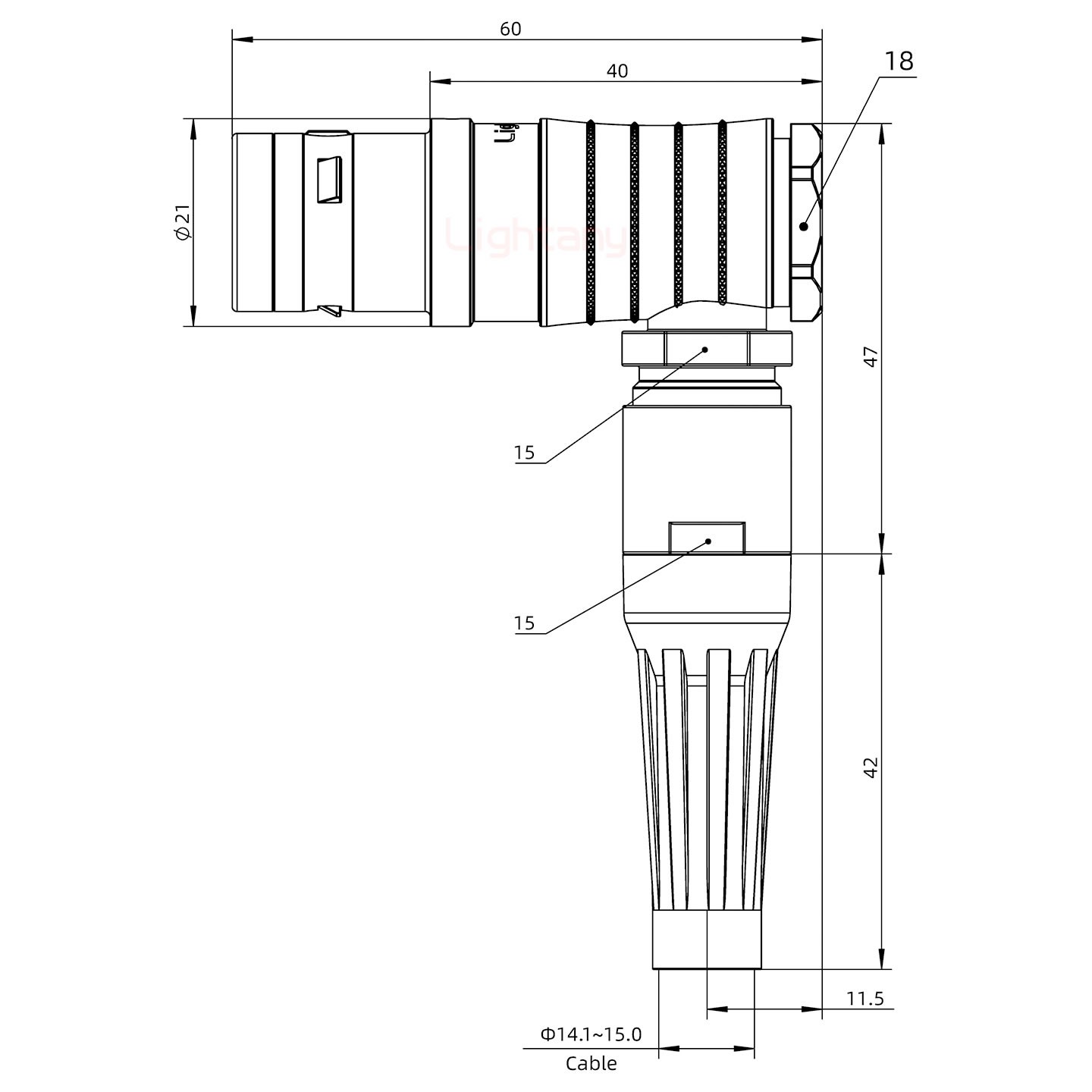 FHG.3K.014.CLAK15Z推拉自鎖帶護(hù)套彎式插頭