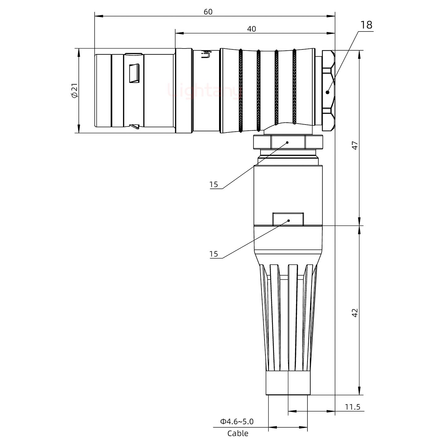 FHG.3K.014.CLAC50Z推拉自鎖帶護(hù)套彎式插頭
